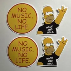 No Music No Life◆シンプソンズ◆ステッカー◆4枚セット◆防水