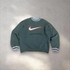 00s y2k NIKE センターロゴ ロンT アームライン グレージュ ロゴ 