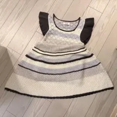 dazzlin 配色ニットワンピース フレアシルエット 透かし編み 主役級 F