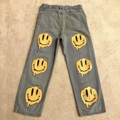 SHEIN ライトブルーデニム にこちゃん柄　長ズボン 女の子　130cm