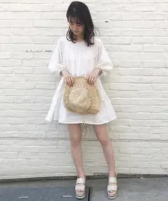 NICE CLAUP 【WEB限定】ボリューム袖ティアードチュニック