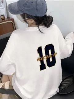 SHEIN ロゴプリント ロンT バックデザイン ホワイト S 古着