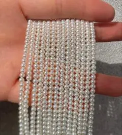 ✨粒揃い！AAAAランク✨ 【厳選照り】3-3.5mm 天然ベビーパール連 