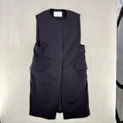 ボールジー トゥモローランド ニットジョーゼット ロングジレ ベスト 36 紺 美品 トゥモローランド ボールジィ ニット ジョーゼット ロング ジレの