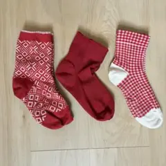 靴下 3足セット 赤 差し色 推しカラー