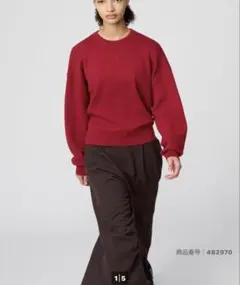 スムースコットンクルーネックセーター / RED / UNIQLO