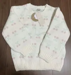 プティマイン チェリー柄ニットLサイズ　新品