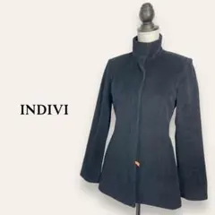 インディヴィ/INDIVI/アンゴラ混/スタンドカラーコート/ミドル丈/38