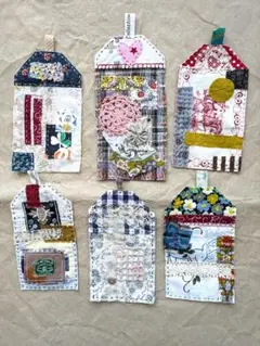 布コラージュ☆タグ☆ジャンクジャーナル素材☆パッチワーク☆6枚