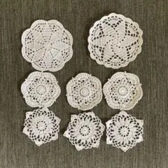 レース編みドイリーミニモチーフ15枚セットホワイトハンドメイド