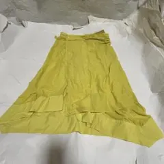 【美品】【1% / イチパーセント】 膝丈 フレアスカート イエロー系 M
