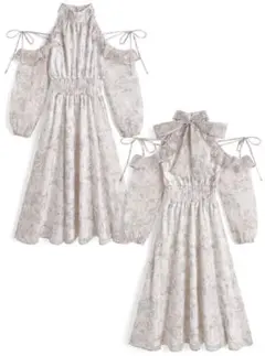 新品 GRL花柄ショルダーオープンリボンアメスリロングワンピース[ru1867]