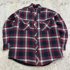 Dickies　キルティング　チェック　ジャケット　古着　ネイビー　レッド　XL
