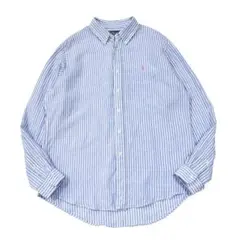 美品 Ralph Lauren リネン100% 長袖BDシャツ メンズXL