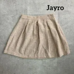 ツイードスカート フレア ミニスカート　M ピンクベージュ タック ジャイロのサムネイル