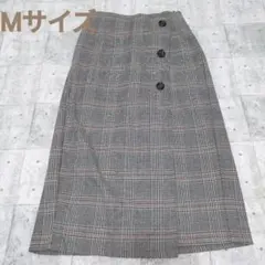 ロングスカート　グレンチェック　ロング丈　ラップスカート　美品　Мサイズ