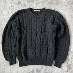 モード ウール100% ケーブル編み アランニット セーター フィッシャーマン