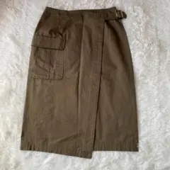 【美品】膝丈スカート　巻きスカート風