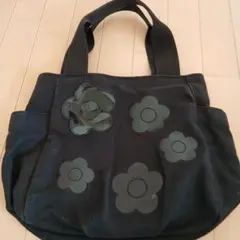 マリークワント⭐黒の花柄トートバッグ