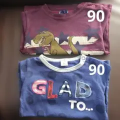 恐竜デザイン長袖TシャツとGLAD TO...Tシャツセット