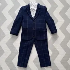 ネイビー チェック柄 スーツセット キッズ