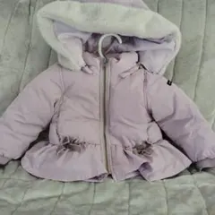 プティマイン　薄紫ファー付きフード中綿コート