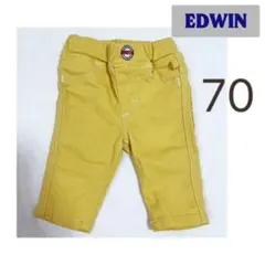 EDWIN ストレッチ　デニム　パンツ　70cm　イエロー　ウエストゴム