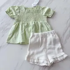 【新品】プティマイン　しまむら　半袖　チュニック　フリル　パンツ　ズボン　100