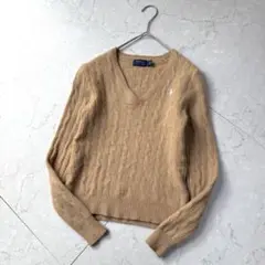 人気！Polo Ralph Lauren 半袖 ケーブルニット ベージュ M ケーブルニット コットン ポロ セーター （ニット・セーター