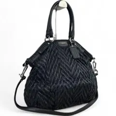 COACH マディソン　ショルダーバッグ　2way ギャザー　黒　F18634