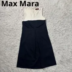 マックスマーラ ノースリーブ　ワンピース 白　紺　38 Max Maraのサムネイル