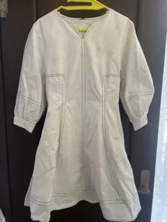 ダズリン　ホワイト 七分袖 Aラインワンピース　dazzlin ホワイトデニム