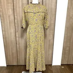 【美品格安】 N 小花柄 総柄 シフォン マキシワンピース 五分袖 秋に
