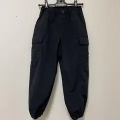ブラック カーゴパンツ ゴムウエスト