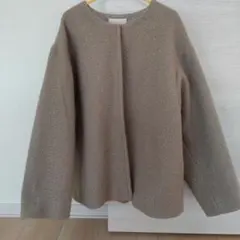 studio CLIP ノーカラーカールボアジャケット ベージュ