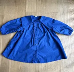 週末値下げビッグカラーシャツワンピース青ゆるっとサイズ7オーバーサイズ2歳～3歳