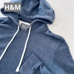【H&M】大きめ ネイビー フード付きパーカー XS