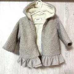 SLAP SLIP ボアジャケット　フード　裾フリル　くすみピンク　ベージュ