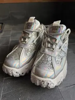 FASHION SPORT 厚底スニーカー シルバー ラメ