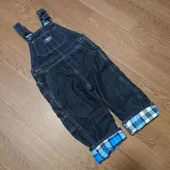 OSHKOSH。オーバーオール。デニム×チェック。90cm