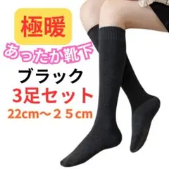 △あったか靴下 3足 黒 暖かい ハイソックス 裏起毛 厚手 極暖 通勤 通学