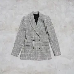 ZARA チェック柄 ダブルブレスト テーラードジャケット