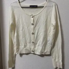 CECIL McBEE 長袖 カーディガン ホワイト 花ボタン バラ お花