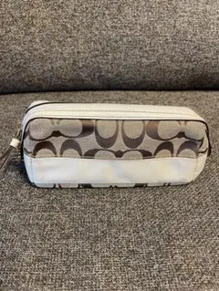 コーチ ロゴデザイン ポーチ ブラウン/ホワイト