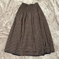 アウィーエフ　リバーシブル　ロングスカート　チェック　茶　黒のサムネイル
