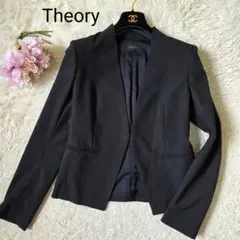 美品 Theory ノーカラーストレッチ ジャケット サイズ M ブラック