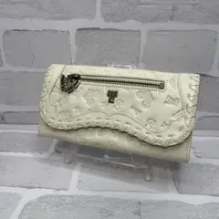 極美品)大人気、アナスイ、長財布、オールレザー、ブランドロゴ、総柄、型押し、蝶々