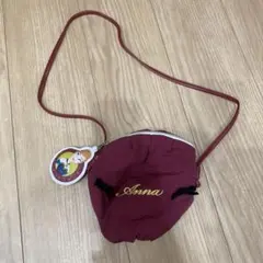 アナ 刺繍 ポシェット ワインレッド