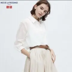 UNIQLO ユニクロ イネス シアーコットンリラックスシャツ S 白