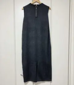 ノースリーブ　ロング丈　マキシ丈　ワンピース　黒　M ウール